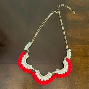 Gold necklace perfect combo stone and red tassel
